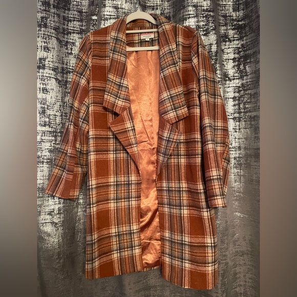Burnt orange plaid coat - Picture 1 of 3